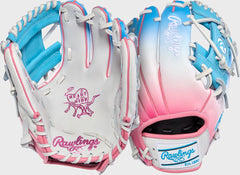 Rawlings Sale | Exclusive Heart of the Hide 11.5-Inch Pink/Columbia Blue infield Glove Right Hand Throw