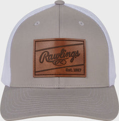 Rawlings For Sale | Rawlings Leather Patch Snapback Hat Gray