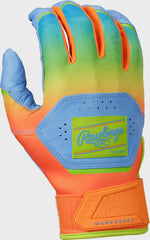 Rawlings New | Rawlings Workhorse Columbia Blue/Orange Youth Fun Burst Batting Gloves