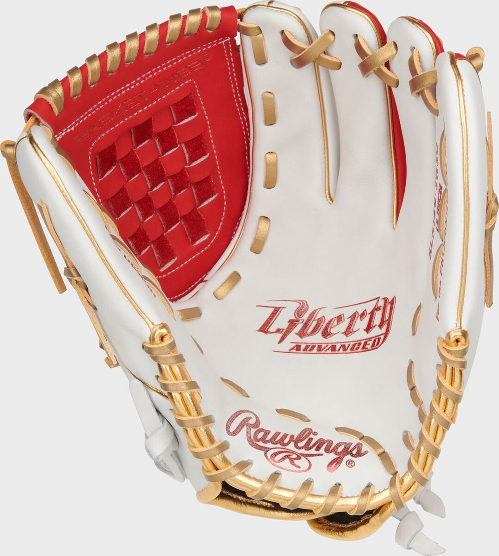 Rawlings New | Liberty Advanced Color Series 12 in Fastpitch Glove White/Scarlet