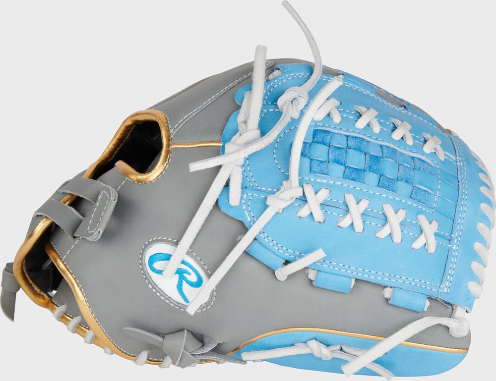 Rawlings Sale | Liberty Advanced Color Series 12.5 in Fastpitch Glove Gray/Columbia Blue