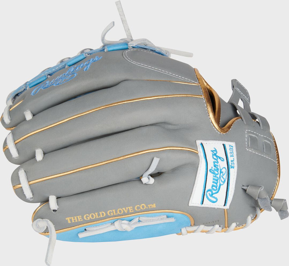 Rawlings Sale | Liberty Advanced Color Series 12.5 in Fastpitch Glove Gray/Columbia Blue