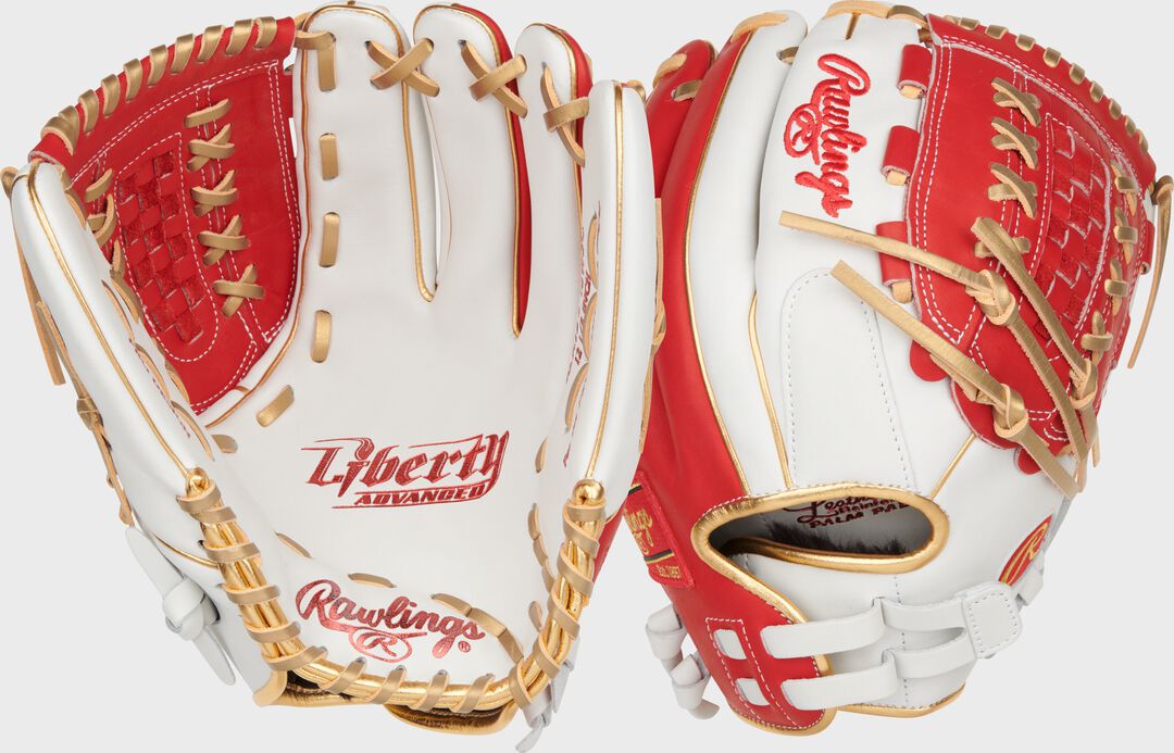 Rawlings New | Liberty Advanced Color Series 12.5 in Fastpitch Glove White/Scarlet