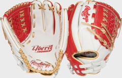 Rawlings New | Liberty Advanced Color Series 12.5 in Fastpitch Glove White/Scarlet