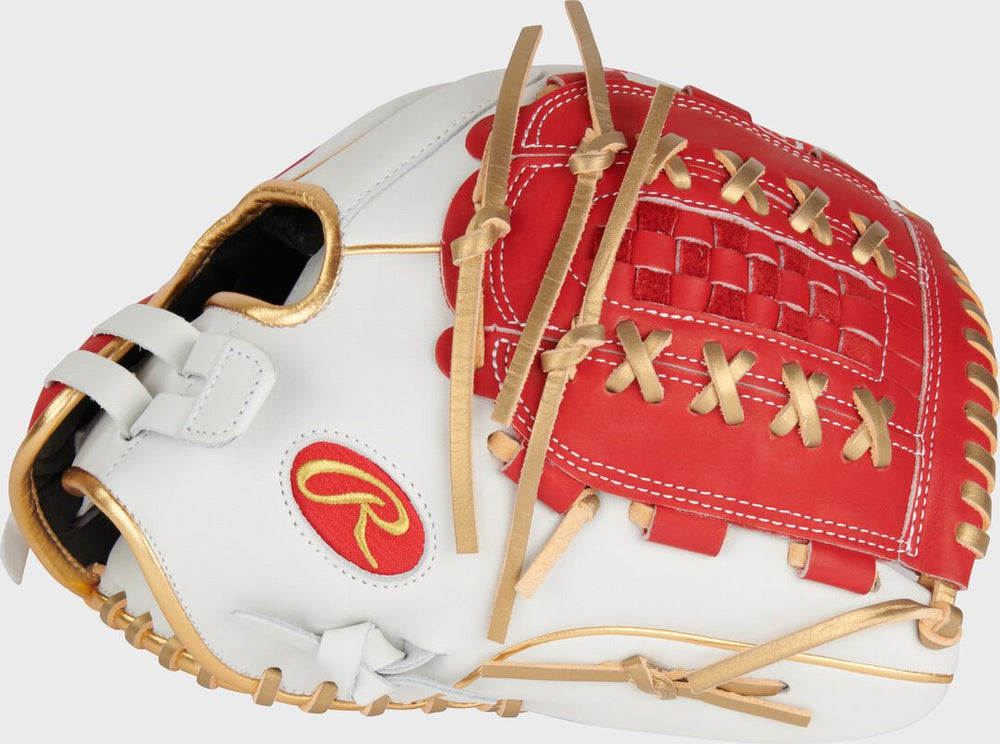 Rawlings New | Liberty Advanced Color Series 12.5 in Fastpitch Glove White/Scarlet