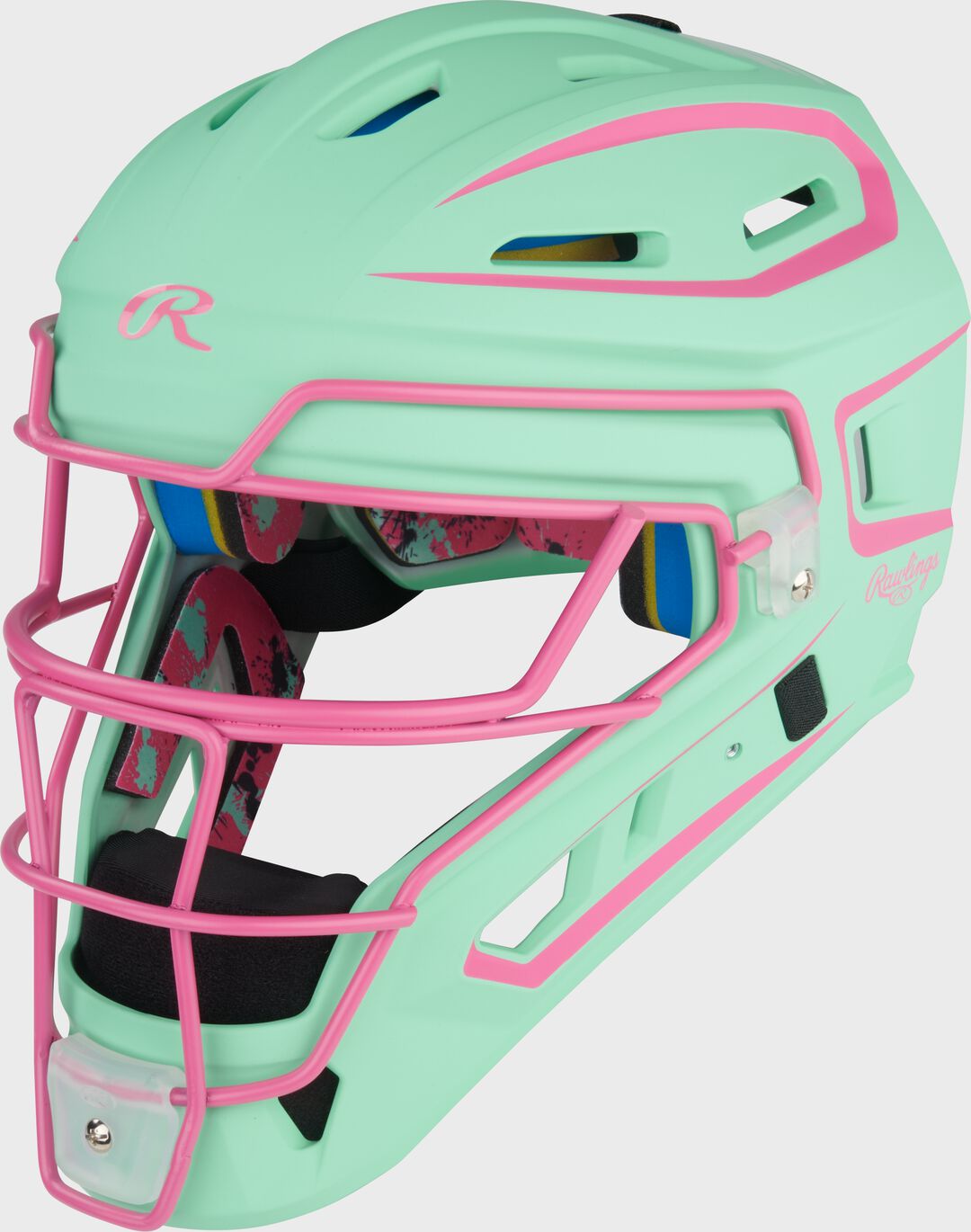 Rawlings Outlet | Limited Edition Mach Mint/Pink Spatter Catcher's Gear Set Adult Intermediate Youth