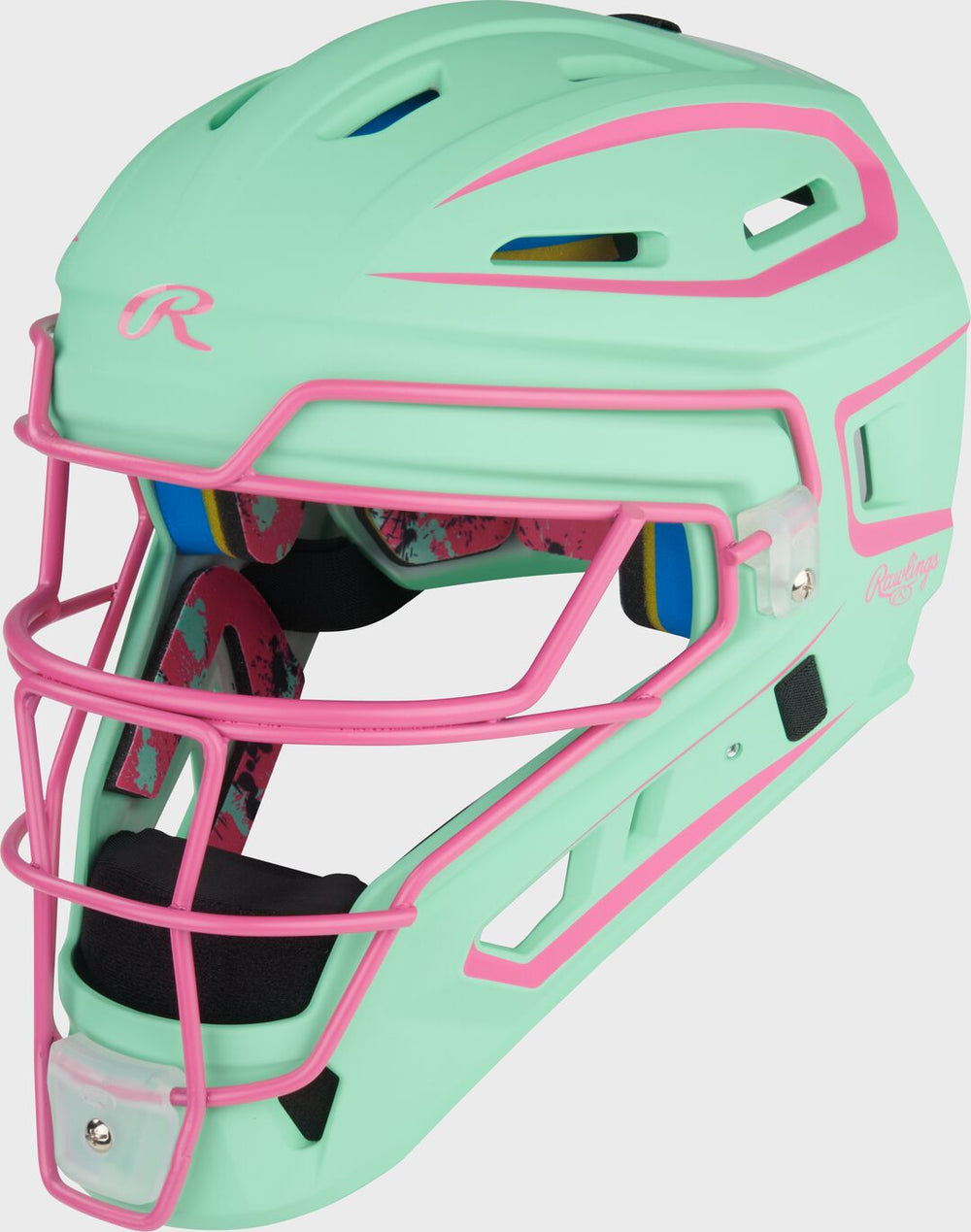 Rawlings Outlet | Limited Edition Mach Mint/Pink Spatter Catcher's Gear Set Adult Intermediate Youth