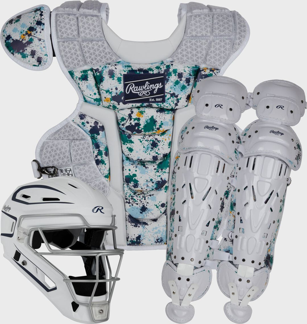 Rawlings Sale | Limited Edition Mach Navy Spatter Catcher's Gear Set Adult Intermediate Youth