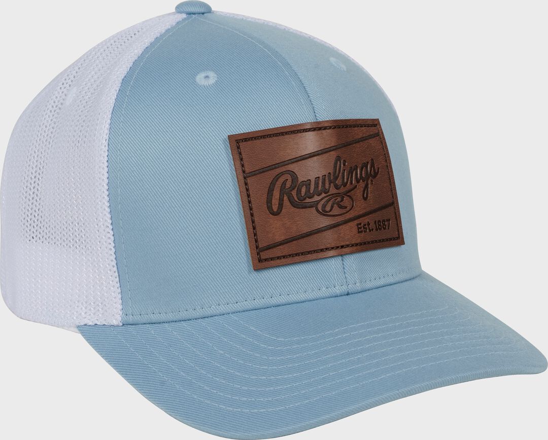 Rawlings On Sale | Rawlings Leather Patch Snapback Hat Light Blue