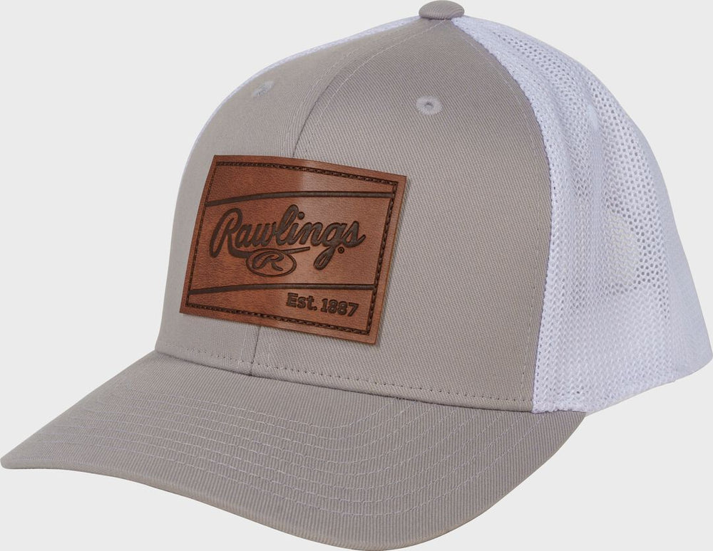 Rawlings For Sale | Rawlings Leather Patch Snapback Hat Gray