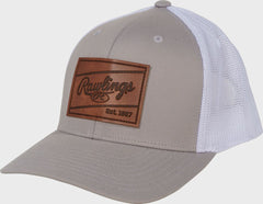 Rawlings For Sale | Rawlings Leather Patch Snapback Hat Gray