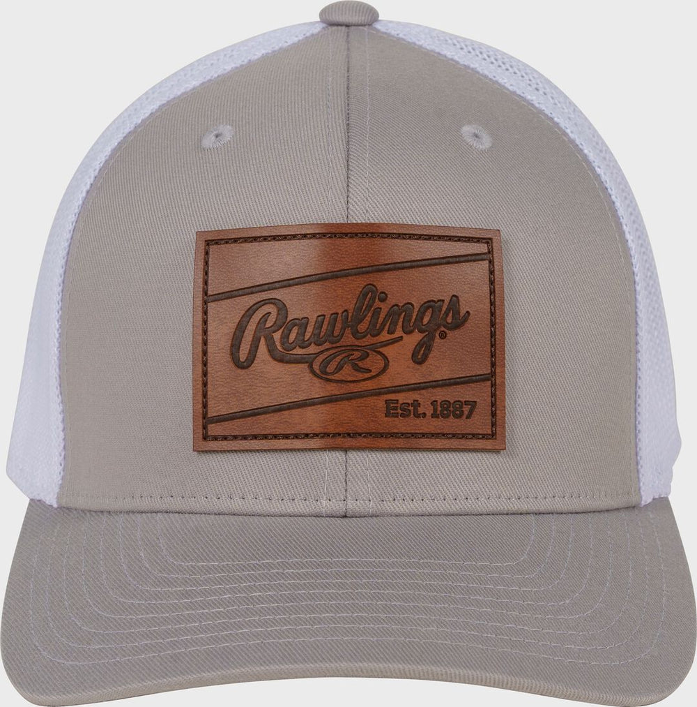 Rawlings For Sale | Rawlings Leather Patch Snapback Hat Gray