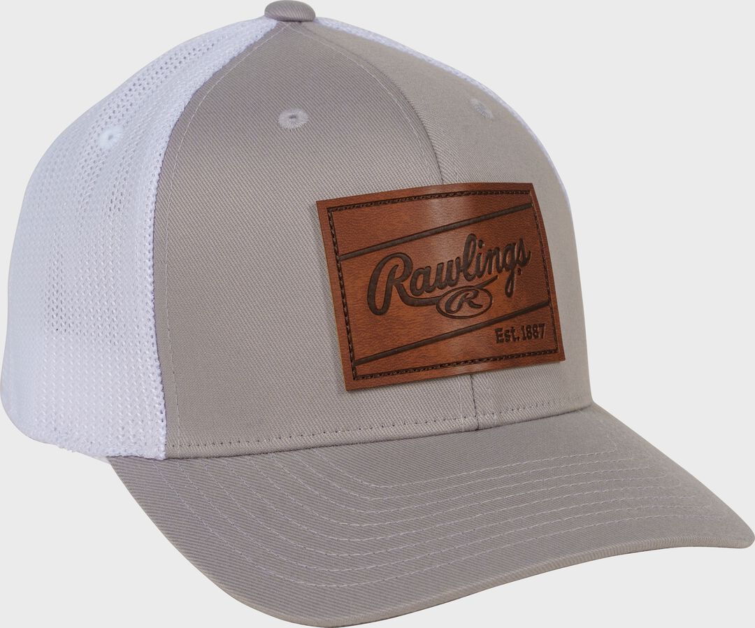 Rawlings For Sale | Rawlings Leather Patch Snapback Hat Gray