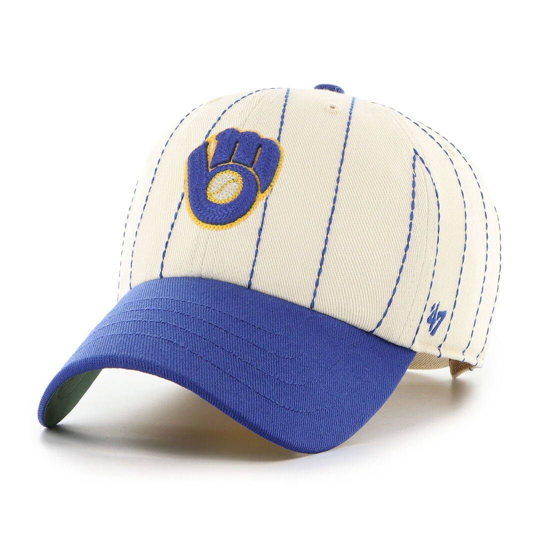 Rawlings On Sale | Milwaukee Brewers Rawlings '47 Brand Pinstripe Clean Up Hat
