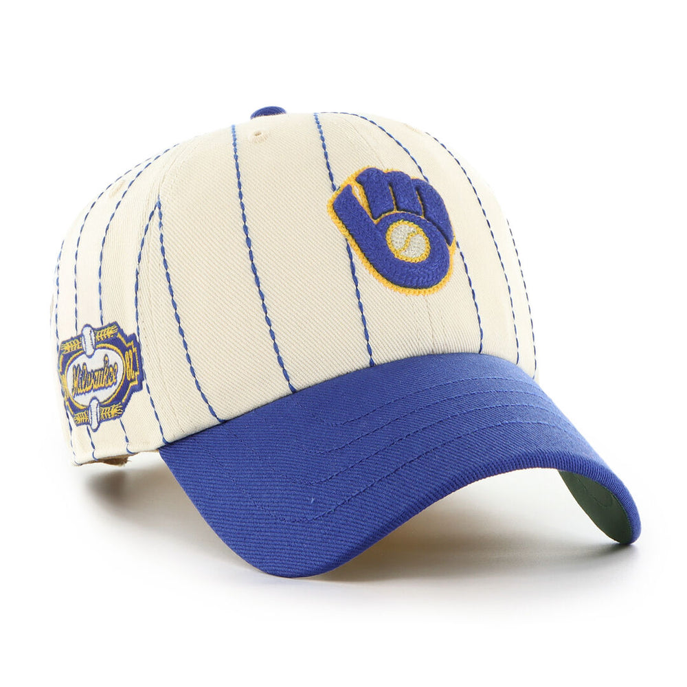 Rawlings On Sale | Milwaukee Brewers Rawlings '47 Brand Pinstripe Clean Up Hat