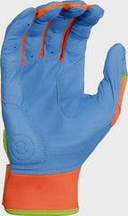 Rawlings On Sale | Rawlings Workhorse Columbia Blue/Orange Adult Fun Burst Batting Gloves