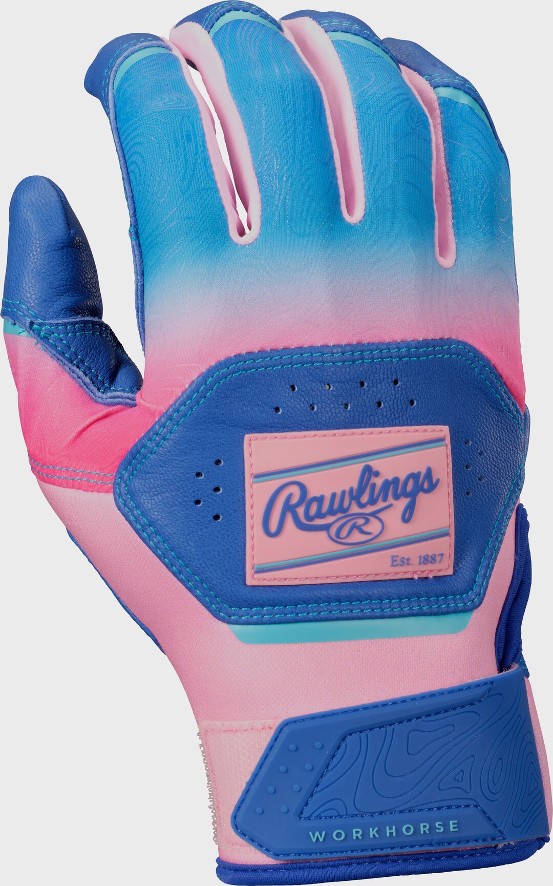 Rawlings For Sale | Rawlings Workhorse Royal/Pink Adult Fun Burst Batting Gloves