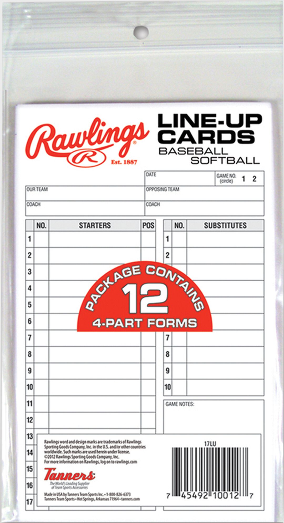 Rawlings | System-17 Lineup Cards Refill Pack